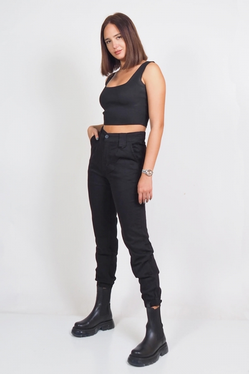 Mabel high waisted jeans with elastic at the ankle