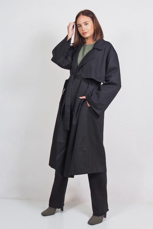 Quinn Cotton Waist Belted Trench Coat