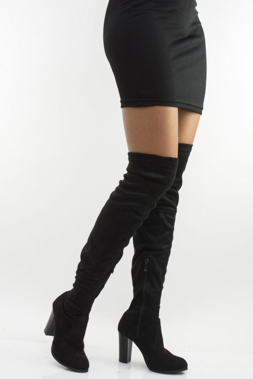 Over the knee boots with square heels