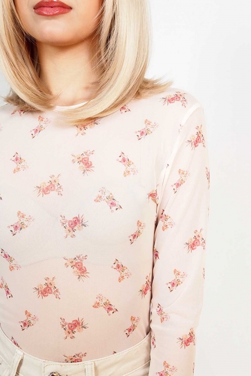 Cthrough flowered bodysuit Peyton