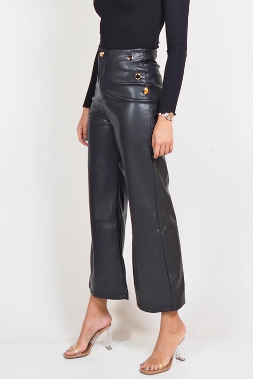 Eco leather trousers with gold Elodie buttons