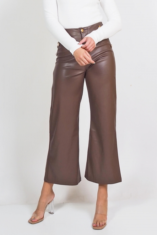 Eco leather trousers with gold Elodie buttons