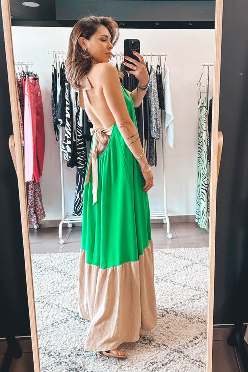 Valentina two-tone backless long dress