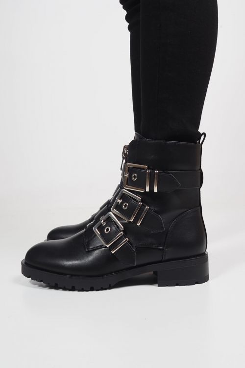 Ruby combat boots with buckles