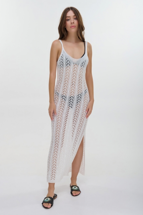 Karina perforated sleeveless dress