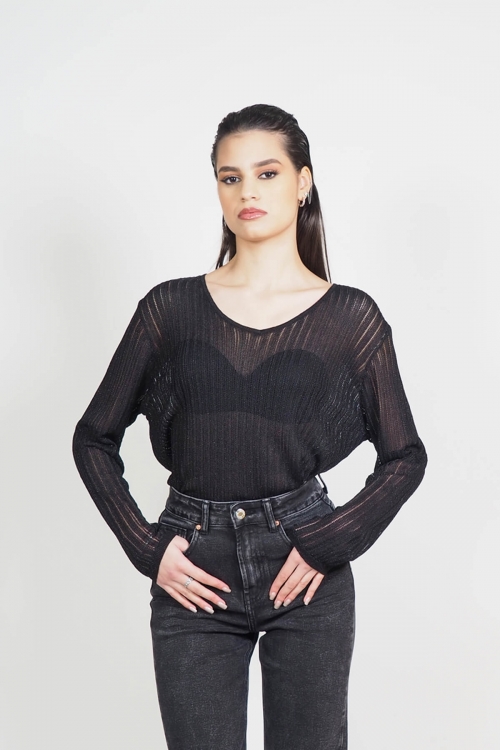 Knit top with iridescent knit