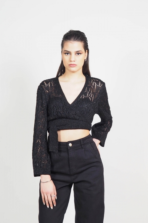Knitted crop top with iridescent knit