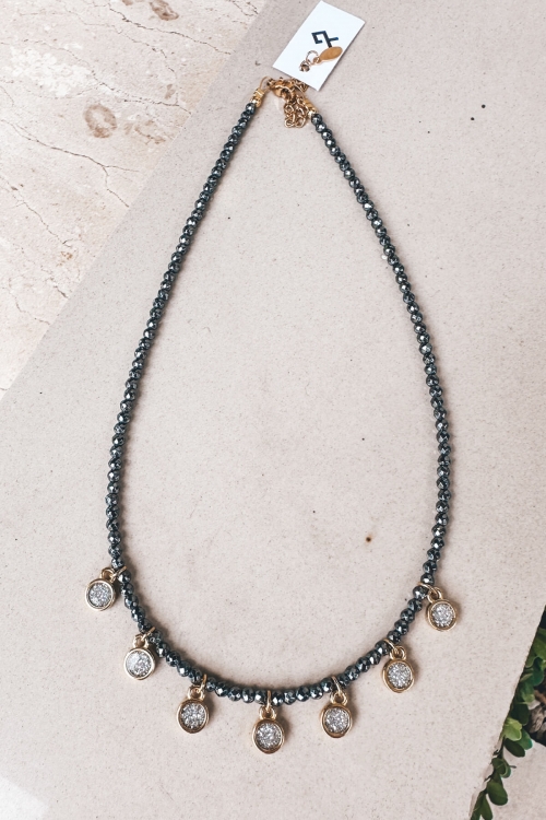 Hematite necklace with tassels