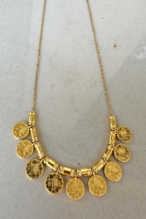 Gold-plated steel chain necklace with frills