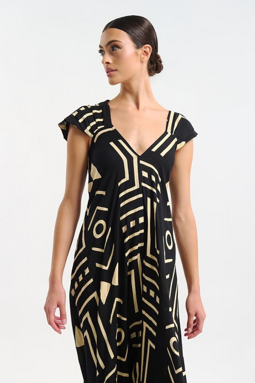 Μακρύ καφτάνι με γεωμετρικά σχέδια