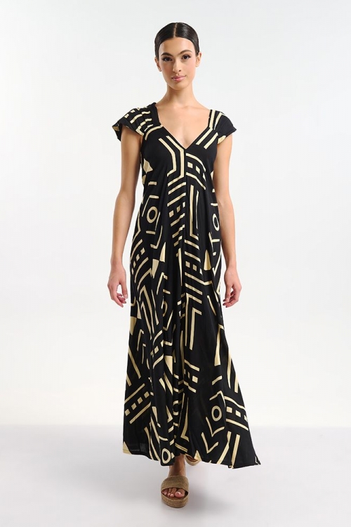 Μακρύ καφτάνι με γεωμετρικά σχέδια