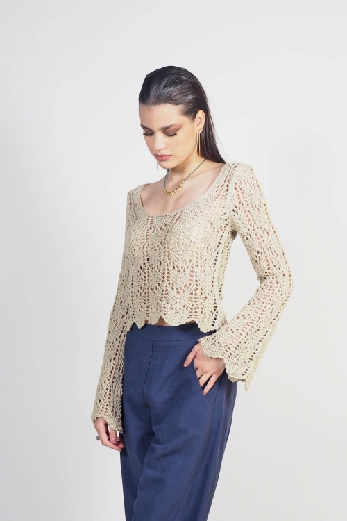Moutaki knit perforated top