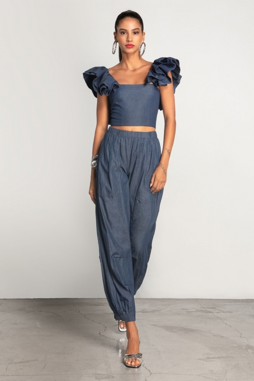Moutaki trousers with elastic