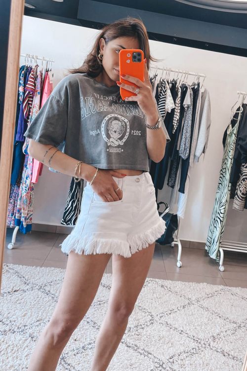 Zoe premium high waisted denim shorts with fringes