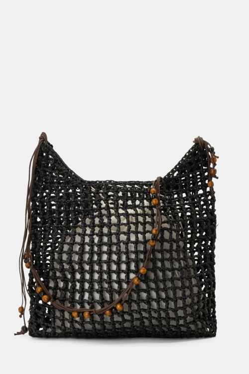 Πλεκτή τσάντα με χάντρες και εσωτερικό πουγκί