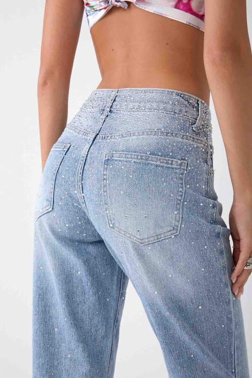 Premium high waisted rhimestone mom fit Franny