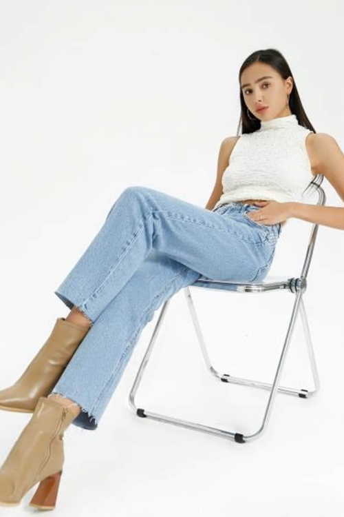 Premium high waisted straight jeans Calista