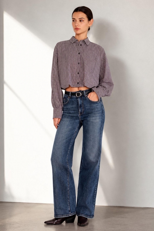 Premium high waisted wide leg jeans with belt Amika