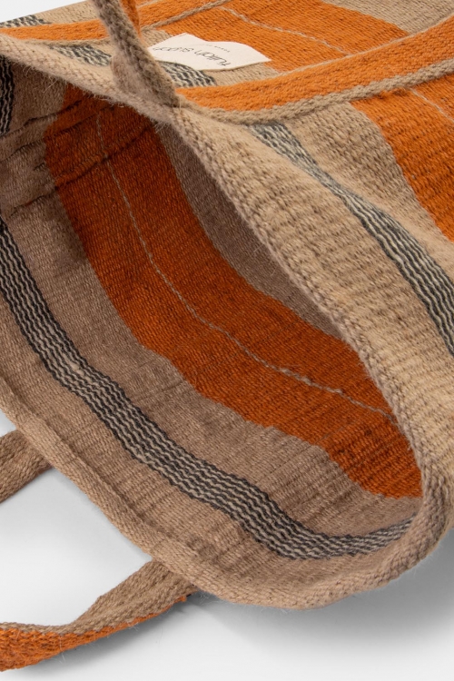 Wicker boho bag with orange stripes