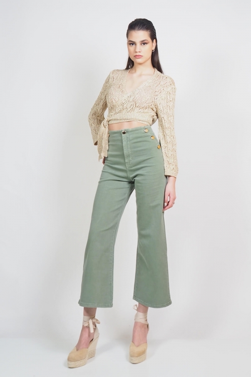 High rise Marine Maya jeans with gold buttons