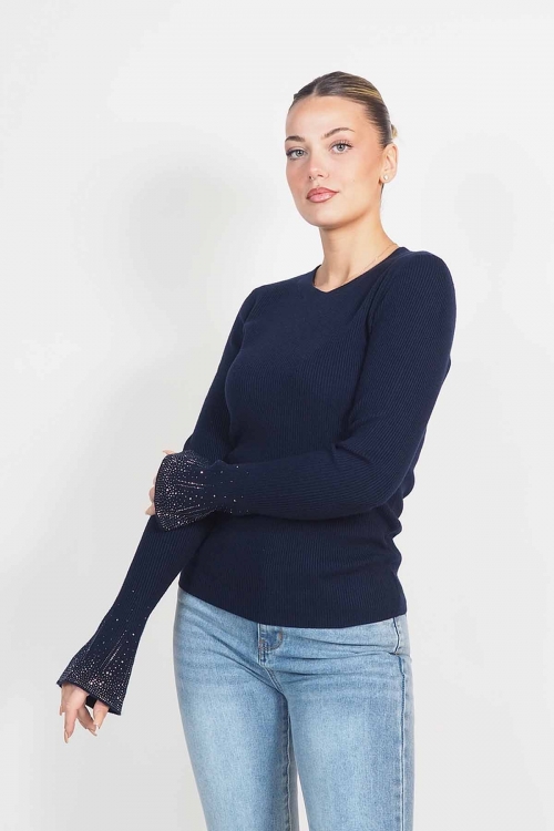 Ruffle sleeved knit top