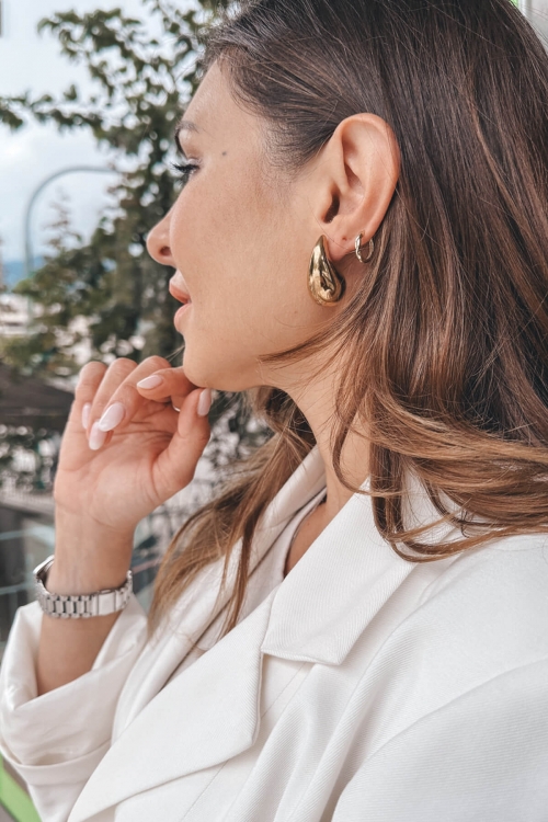 Steel teardrop earrings large