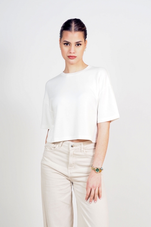 Soft round cut cropped top