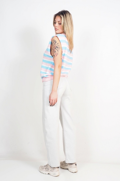 Soft sleeveless striped multicolored top