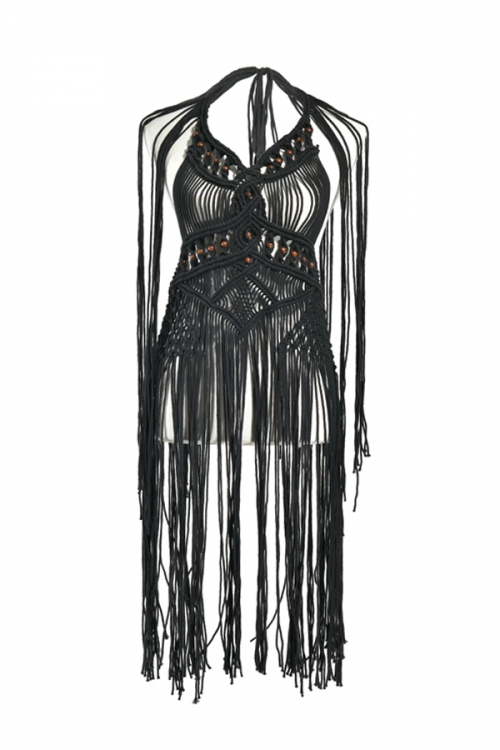 Τοπ μακραμέ με καφέ χάντρες