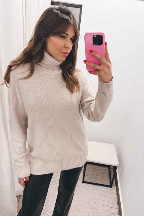 Turtleneck sparkle knit sweater Tina