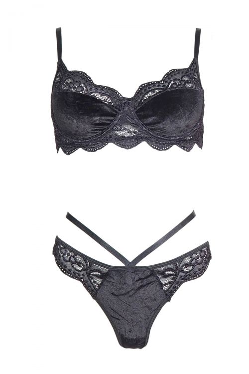 Velor and lace underwear set