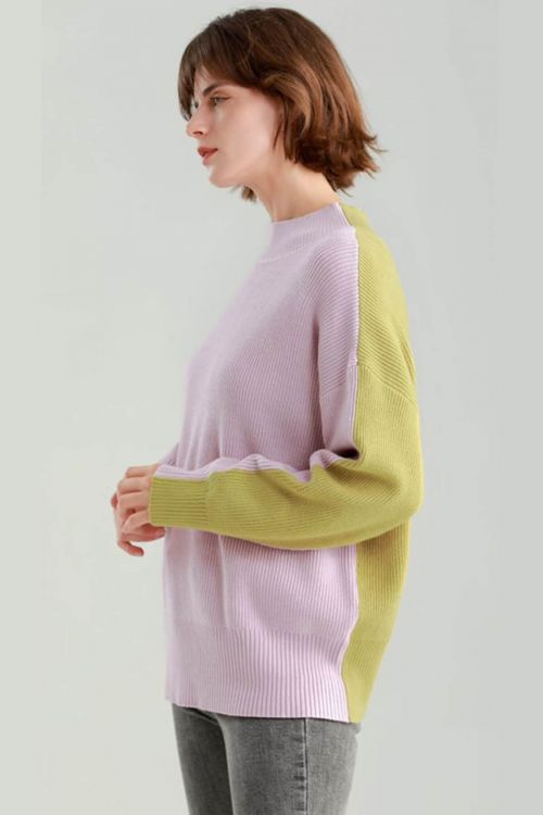 Greta two-tone soft knit turtleneck sweater