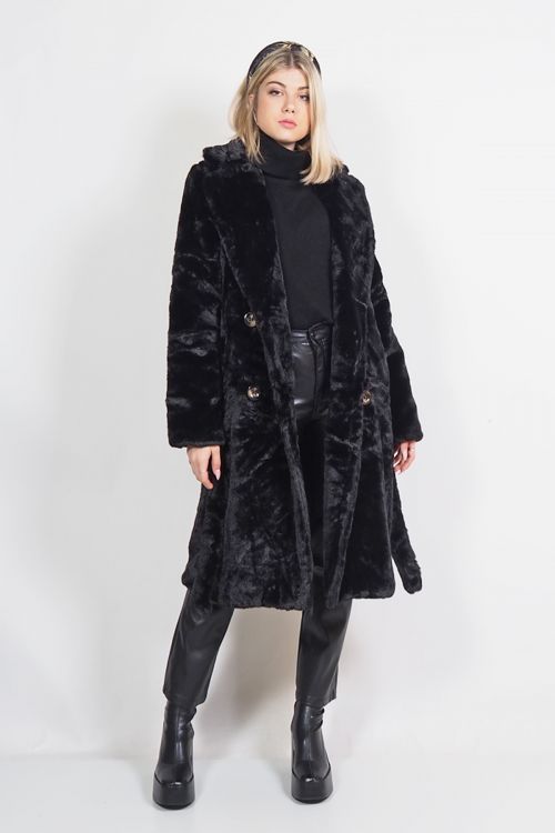 Adaline long faux fur lined coat