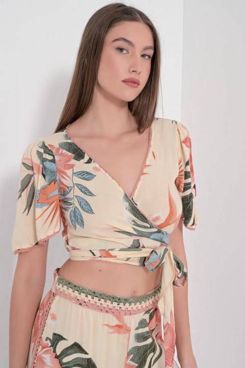 Adanya printed viscose crop top